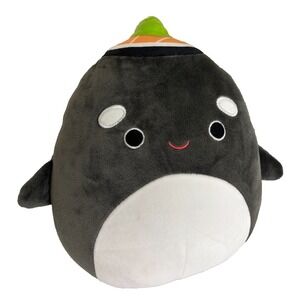 Squishmallows Kai Sushi Orca Whale Plush Gray Black 2025 Jazwares Approx 8" 10"